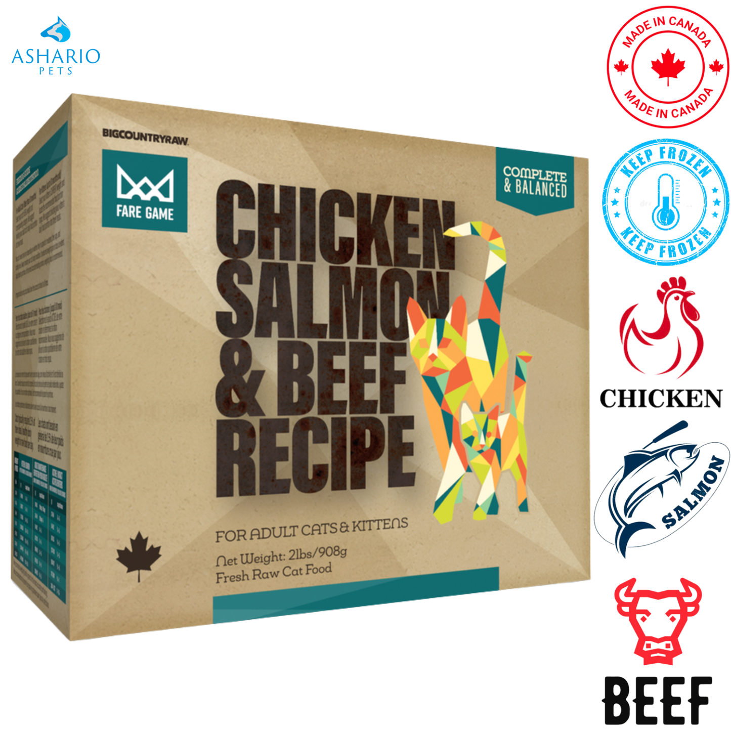 Big Country Raw - Fare Game Chicken, Salmon & Beef Raw Cat Food — main