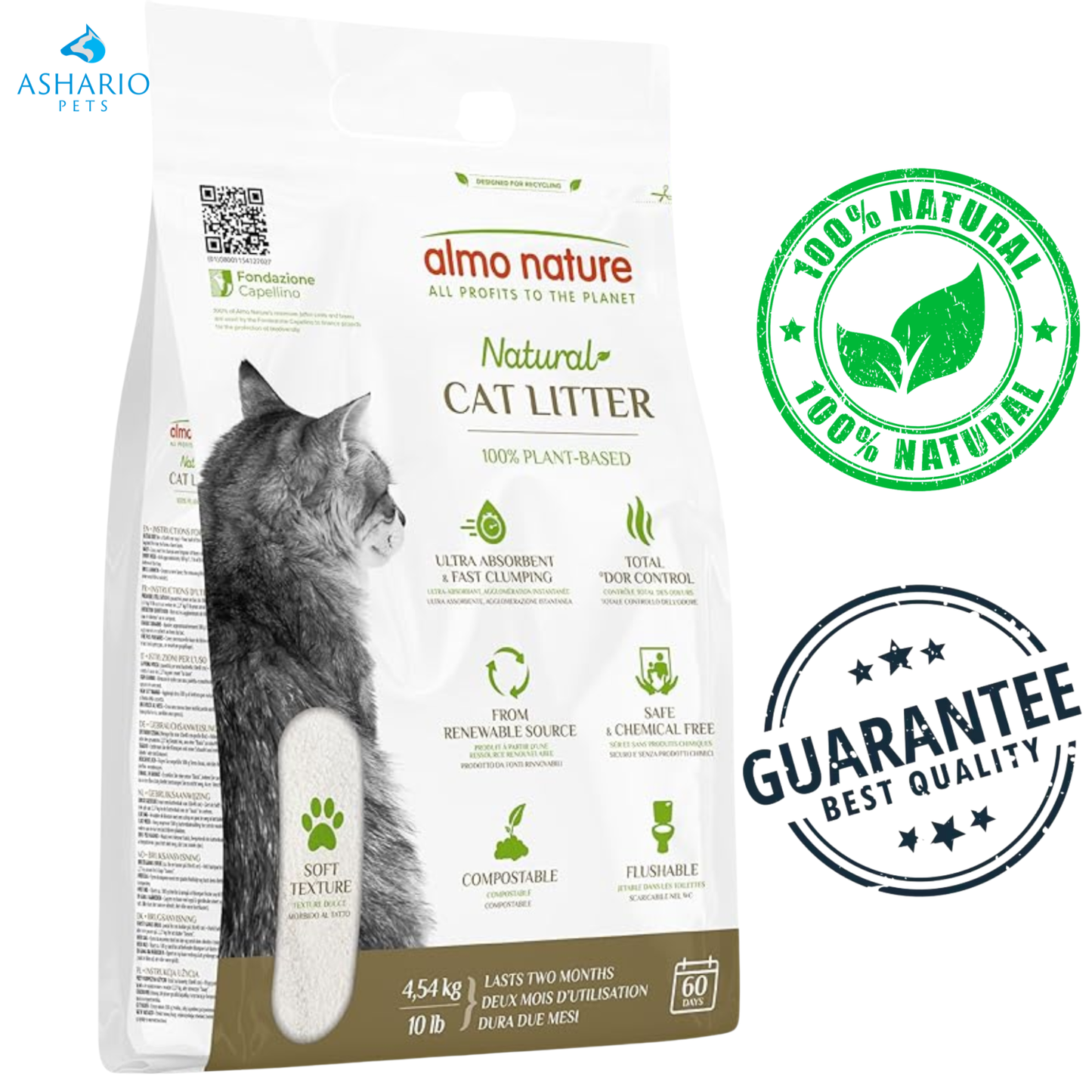 Almo Nature - Litière agglomérante à base de plantes pour chats - 5 lb