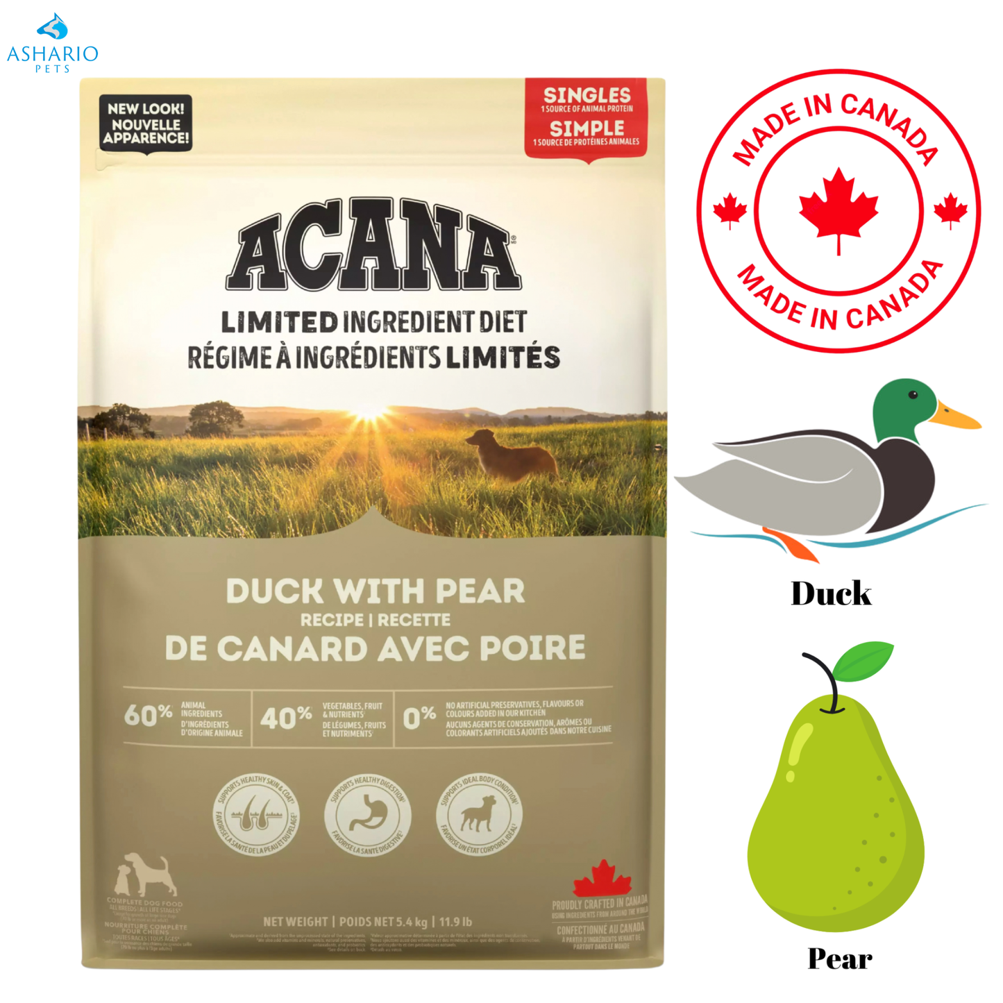 Acana - Croquettes pour chiens au canard et à la poire, ingrédients limités