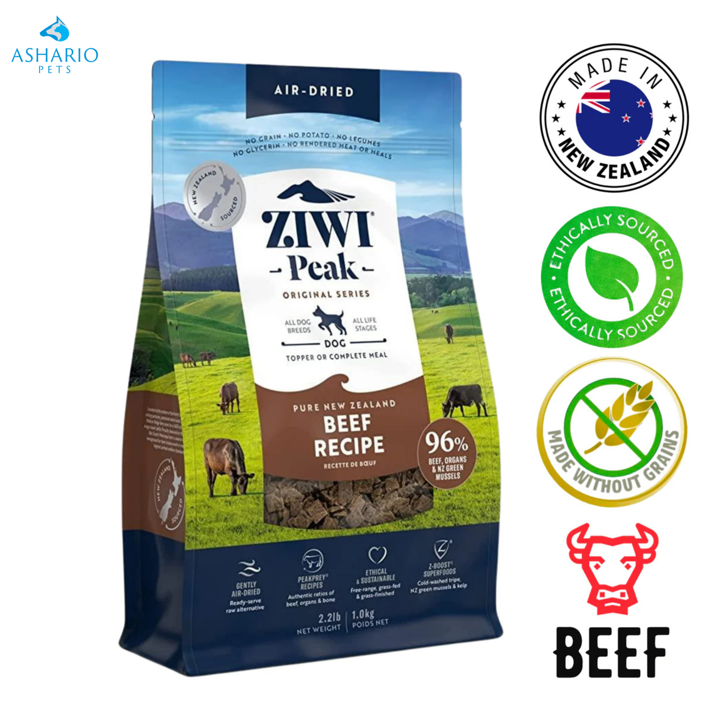 ZIWI - Croquettes séchées à l'air pour chien au bœuf - 454 grammes