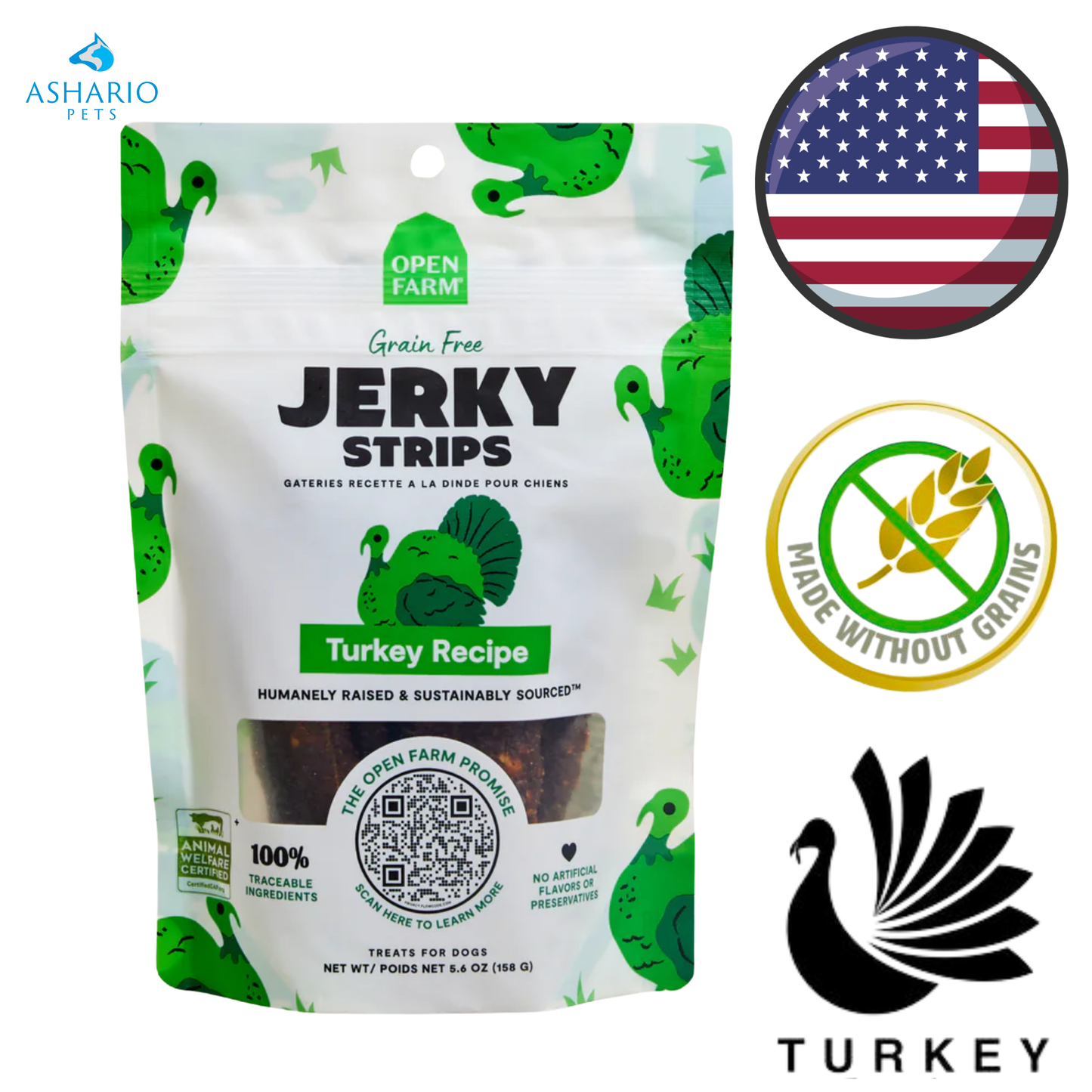 Open Farm - Turkey Jerky Strips Dog Treats — main