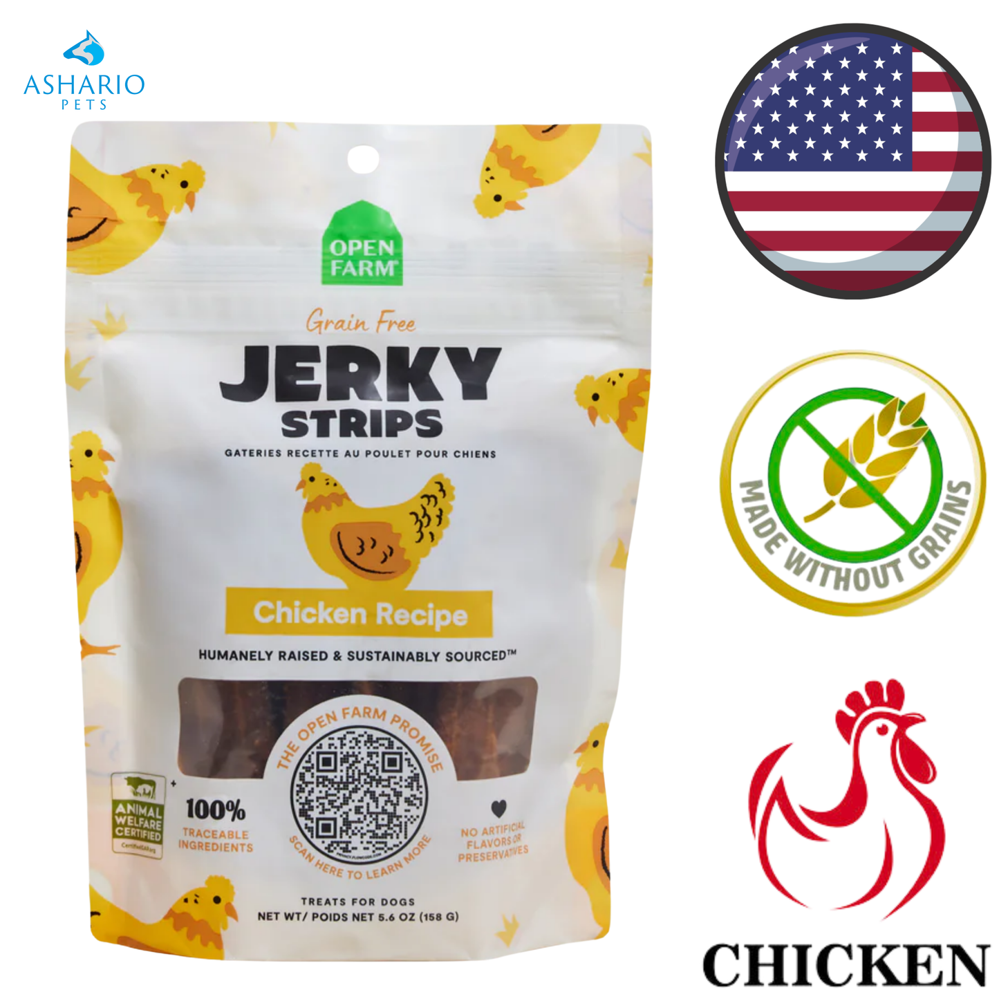 Open Farm - Chicken Jerky Strips Dog Treats
