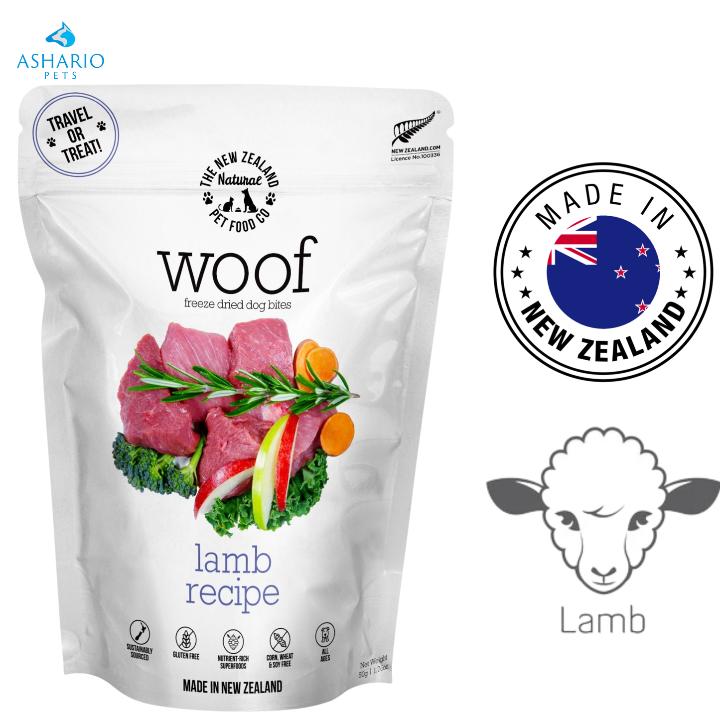 NZPF Woof - Lamb Freeze Dried Dog Treats