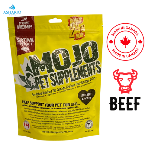 Compléments alimentaires pour animaux de compagnie MOJO - Friandises aromatisées au foie de bœuf et au chanvre - 288 grammes