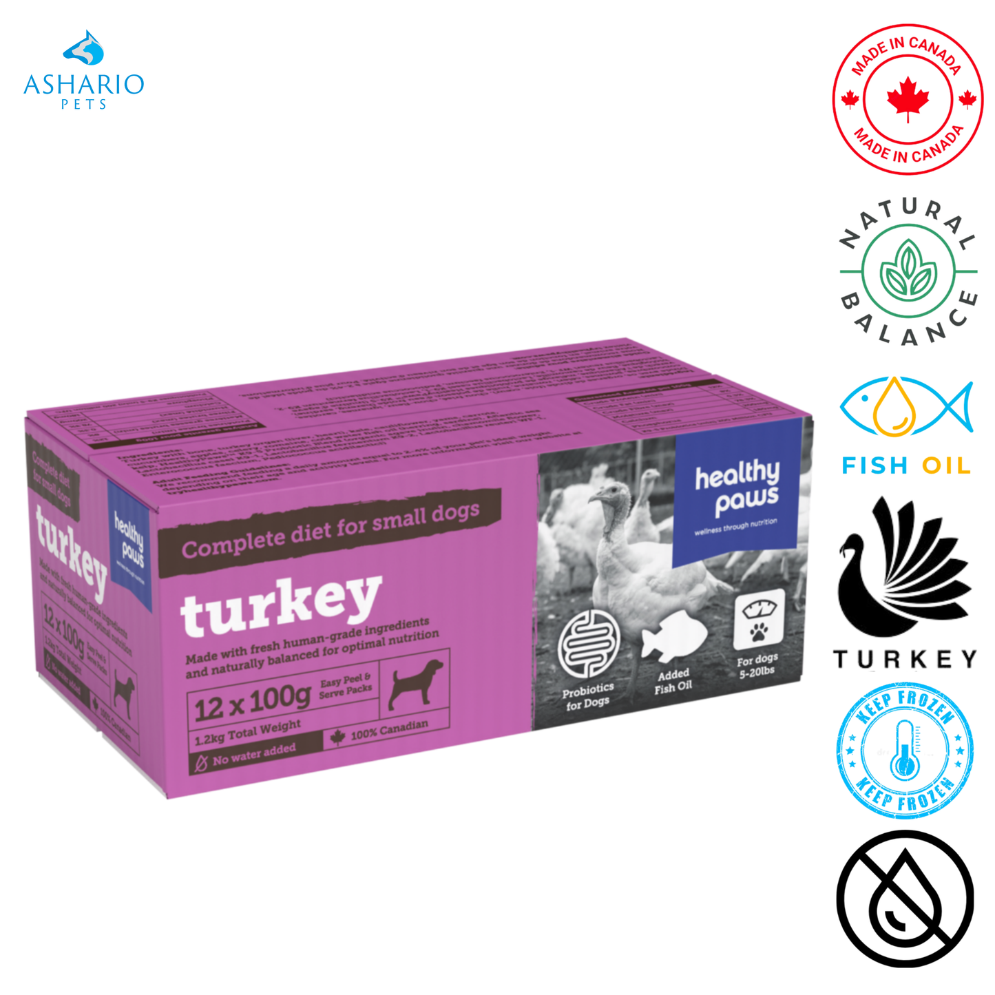 Healthy Paws - Repas complet pour petits chiens à la dinde - 100 grammes