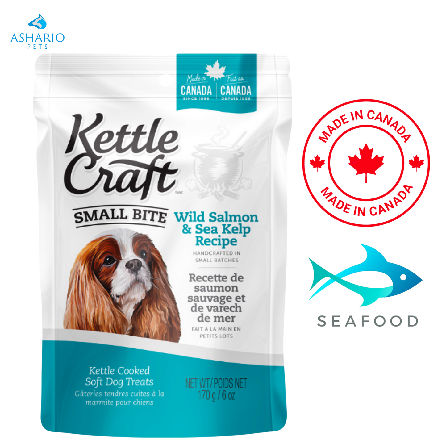 Kettle Craft - Friandises pour chiens au saumon sauvage et au varech - 170 grammes