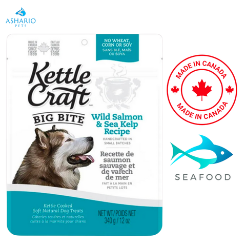 Kettle Craft - Friandises pour chiens Big Bite au saumon sauvage et au varech - 340 grammes