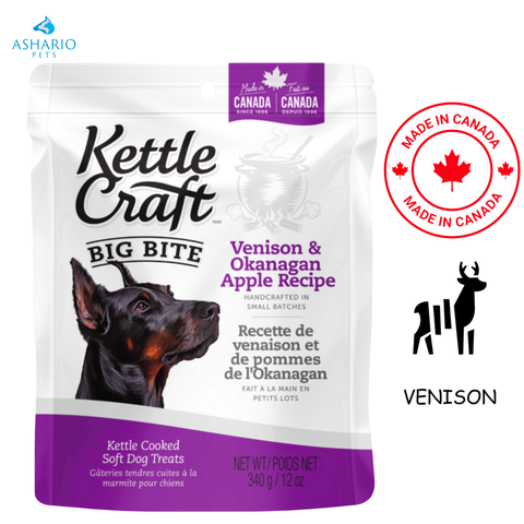 Kettle Craft - Friandises pour chiens Big Bite au chevreuil et à la pomme de l'Okanagan - 340 grammes