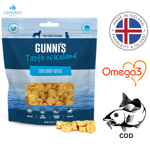 Gunni's - Bouchées de cabillaud pour bébé au goût d'Islande - 2,5 oz