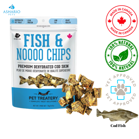 Granville Island Pet Treatery - Friandises pour chiens à la peau de morue déshydratée Fish &amp; Noooo Chips - 70 grammes