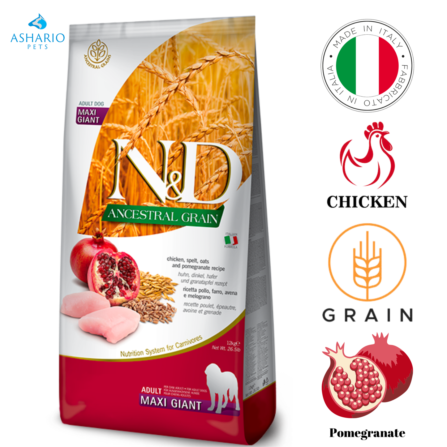 Farmina - Ancestral Grain Chicken & Pomegranate Maxi Giant Dry Dog Food