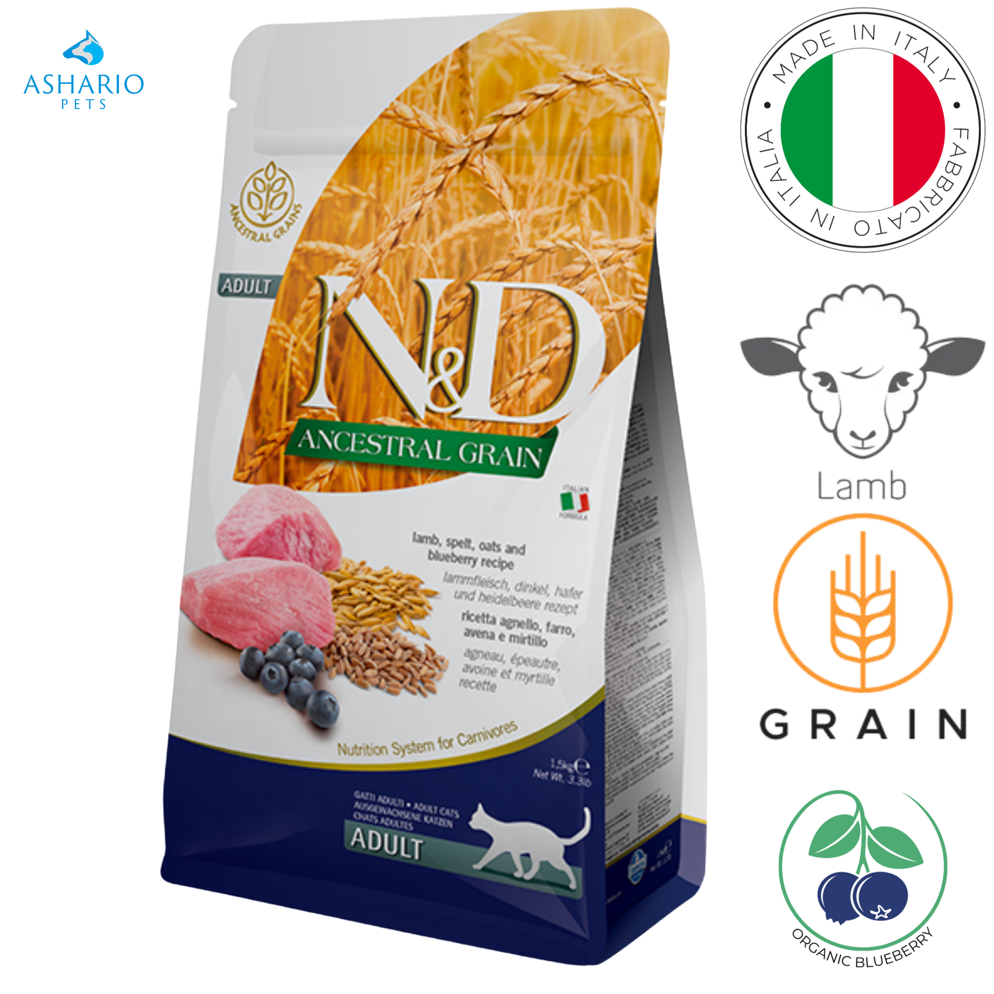 Farmina - Ancestral Grain Lamb & Blueberry Dry Cat Food — main