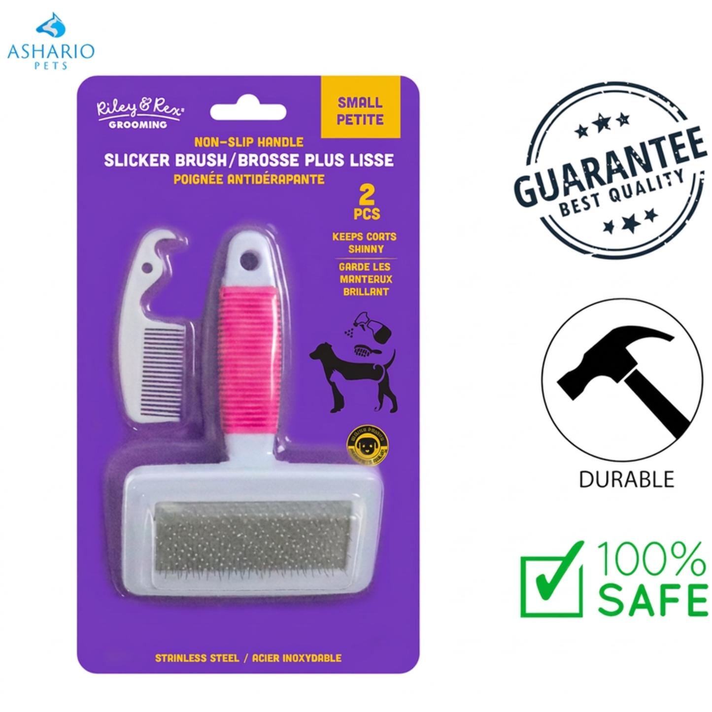 Riley & Rex - Non-Slip Handle Slicker Brush