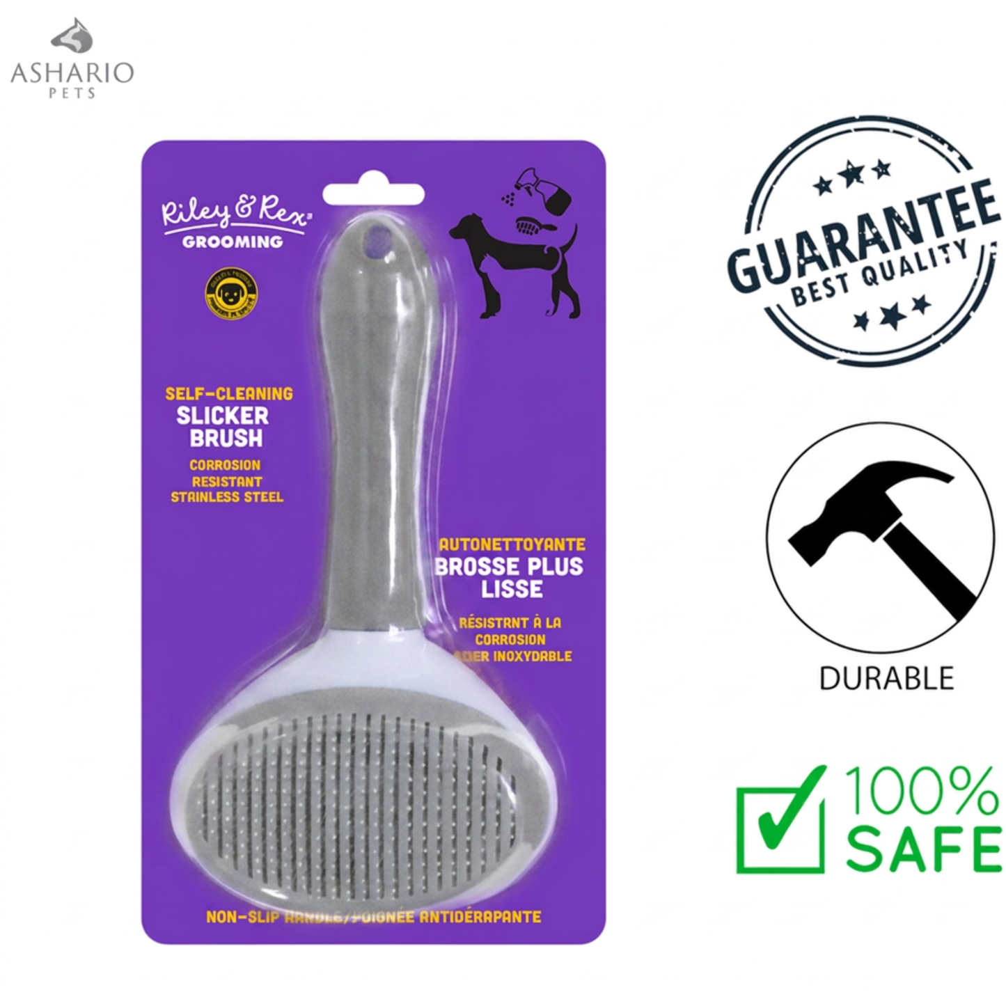 Riley & Rex - Self-Cleaning Pet Slicker Brush