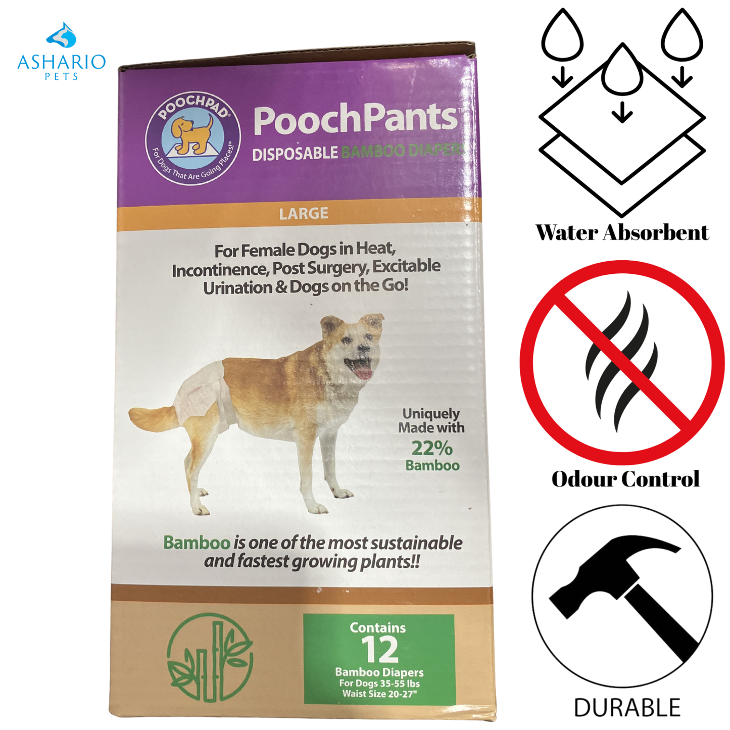 PoochPants - Sustainable Bamboo Disposable Dog Diapers — view 4