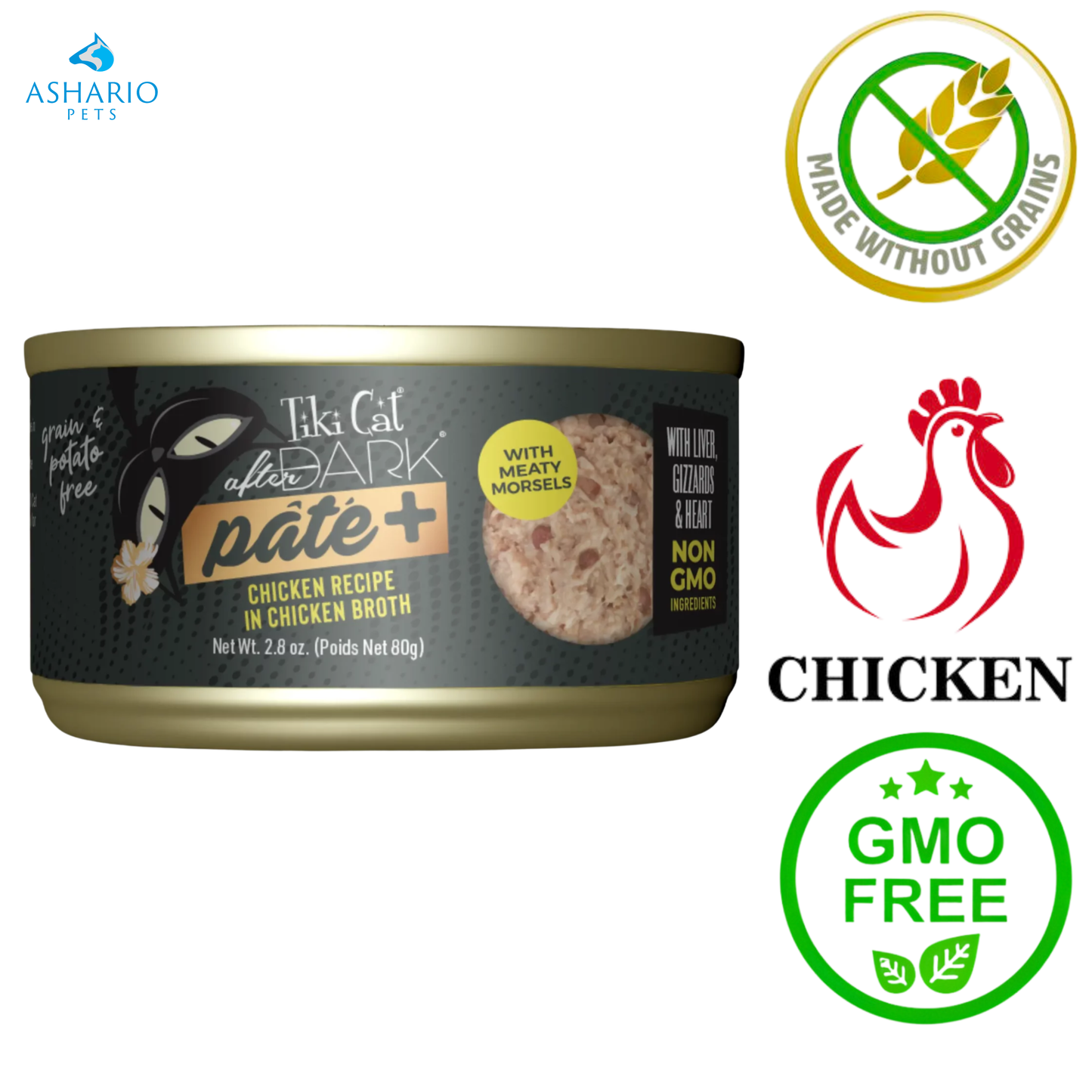 Tiki Cat - Nourriture pour chats en conserve au poulet After Dark dans un bouillon de poulet - 2,8 oz