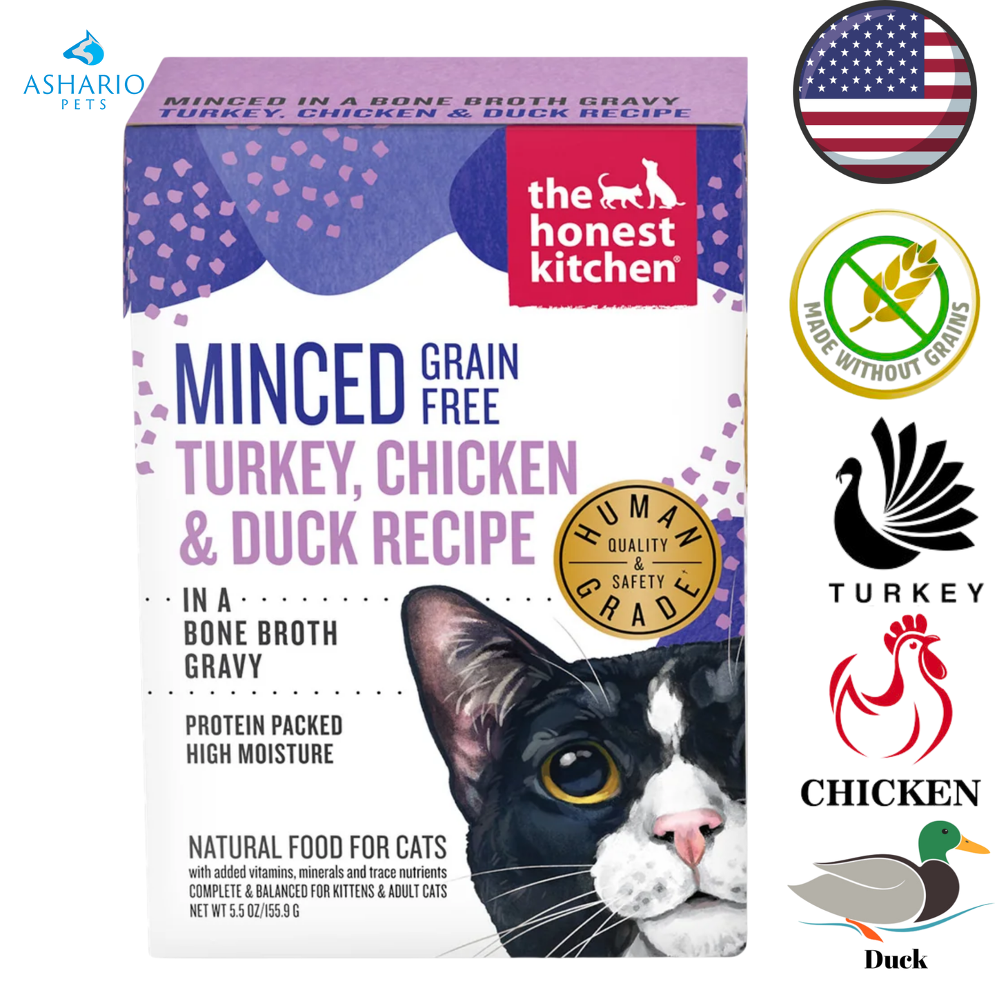 The Honest Kitchen - Grain Free Minced Turkey, Chicken & Duck In Bone Broth Wet Cat Food — main