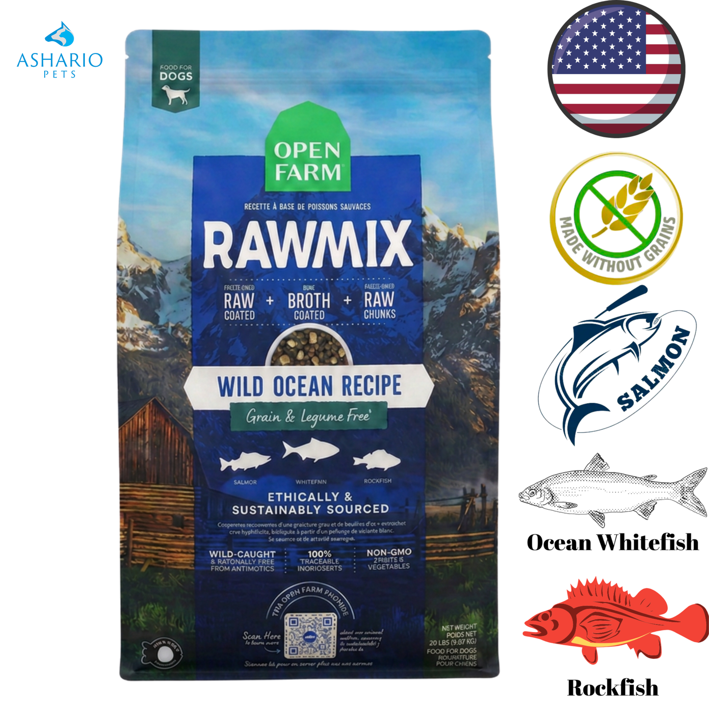 Open Farm - Grain Free Wild Ocean RawMix Dry Dog Food