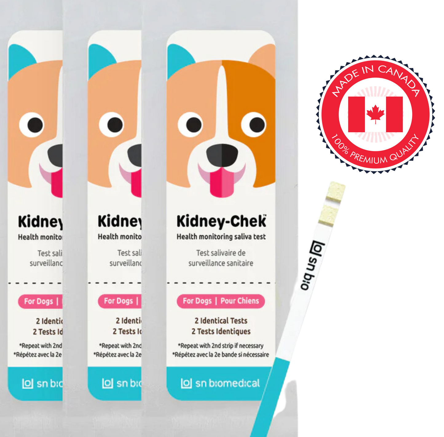 Kidney-Chek for Dogs 1 Pack, 3 Pack, easy-to-use kidney health test for dogs. Available at Ashario Pets in North York, Toronto.	