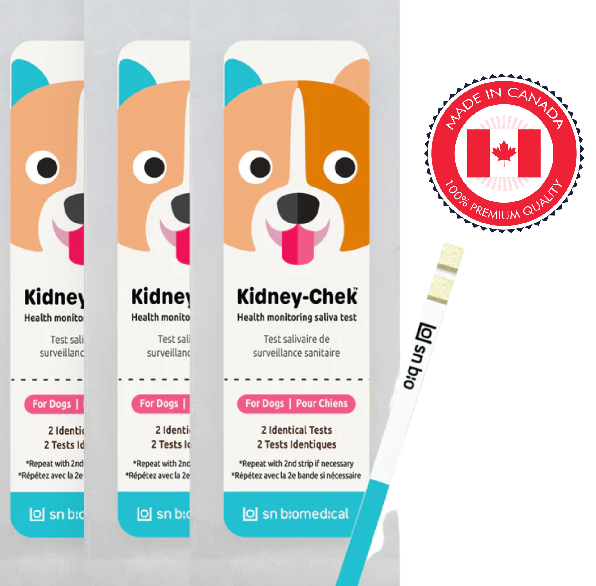 Kidney-Chek for Dogs 1 Pack, 3 Pack, easy-to-use kidney health test for dogs. Available at Ashario Pets in North York, Toronto.	