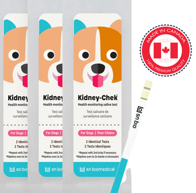 Kidney-Chek for Dogs 1 Pack, 3 Pack, easy-to-use kidney health test for dogs. Available at Ashario Pets in North York, Toronto.	