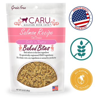 Caru Salmon Bites for Dogs 3 oz, salmon bites, nutritious and high-protein dog treats, promotes healthy eating and active lifestyle.