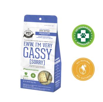 Granville Island Pet Treatery Digestion Treats, helps with digestive issues in dogs, reduces gas and supports gut health with natural ingredients.