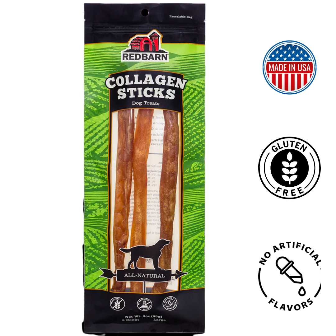 Nutritious Redbarn Collagen Sticks Dog Treats, small and large, perfect for maintaining your dog's health.