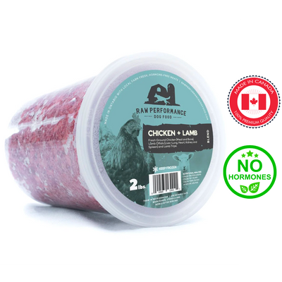 Raw Performance Chicken & Lamb Raw Dog Food, premium raw food for dogs. Combines chicken and lamb for optimal nutrition and taste.