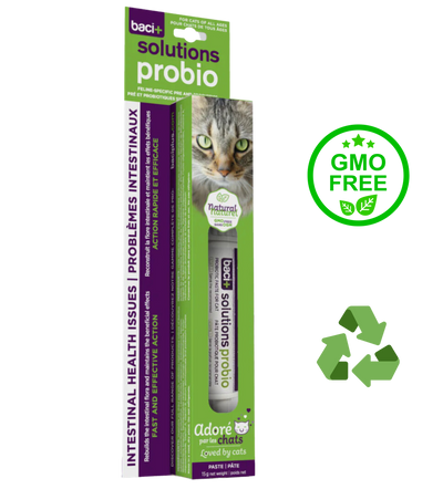 Baci+ Solutions Probio Intestinal Health Paste for Cats 15 Grams, specialized probiotic supplement supports gut flora and digestion, regulates stools, promotes healthy skin, coat, and immune system