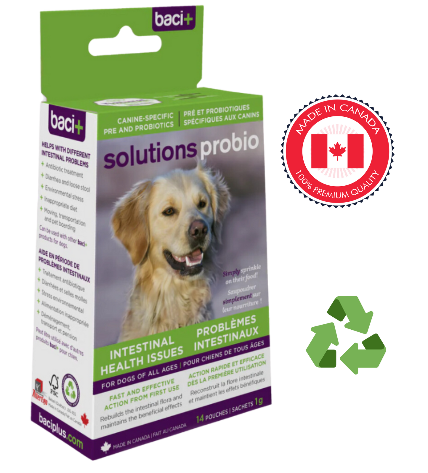 Baci+ Solution Probio for Dogs 14 Grams, supports digestive system, prevents and soothes intestinal issues, regulates stool consistency, ideal for boosting the immune system