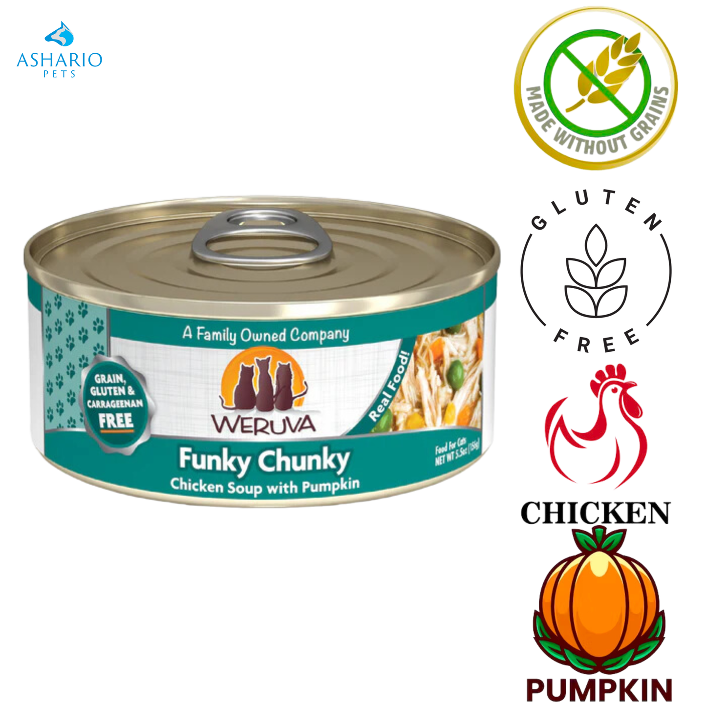 Weruva - Funky Chunky 鸡汤猫罐头 - 3 盎司，5.5 盎司