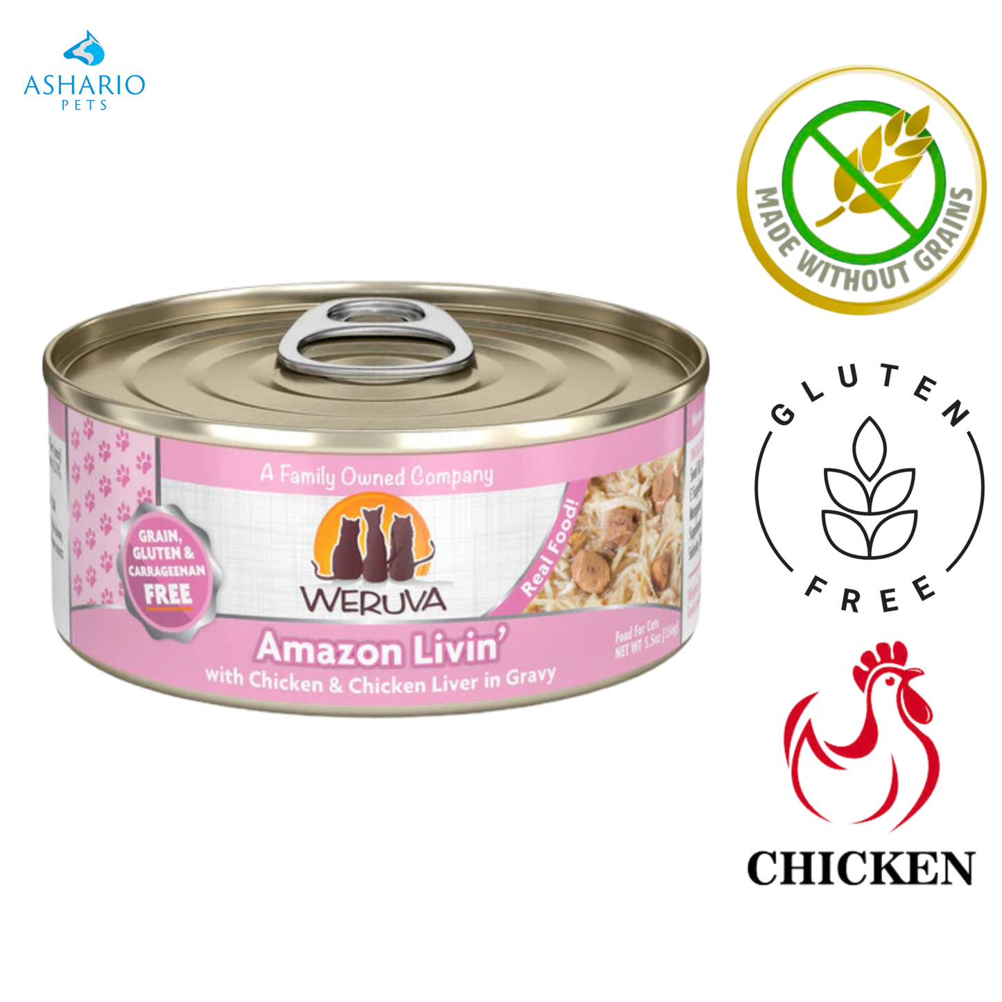 Weruva - Nourriture en conserve pour chats Amazon Livin' - 3 oz, 5,5 oz