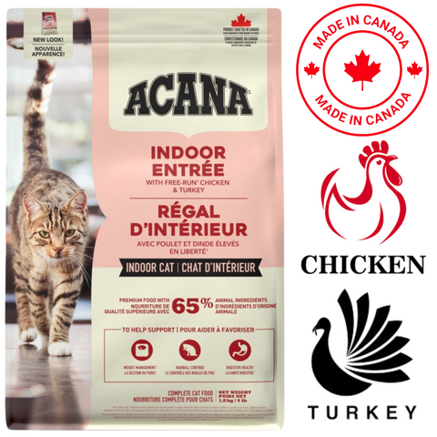 Acana cat food Indoor Entrée with Free-Run Chicken and Turkey for indoor cats