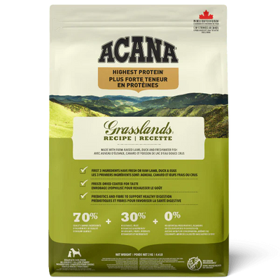 Acana Grasslands dog food with high protein content for healthy and balanced nutrition