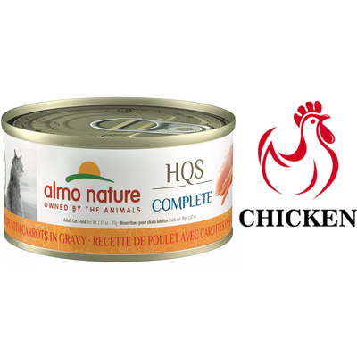 Almo Nature chicken carrots canned cat food HQS Complete wet food for adult cats in gravy