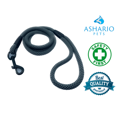Ashario Pets solopup leash gray durable dog leash with safety first and best quality badges