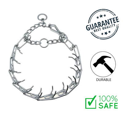 Ashario pets heavy duty dog prong collar made of durable metal with secure clasp for training