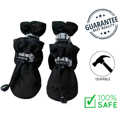 Ashario pets non-slip black dog booties with adjustable drawstrings for durable safe paw protection