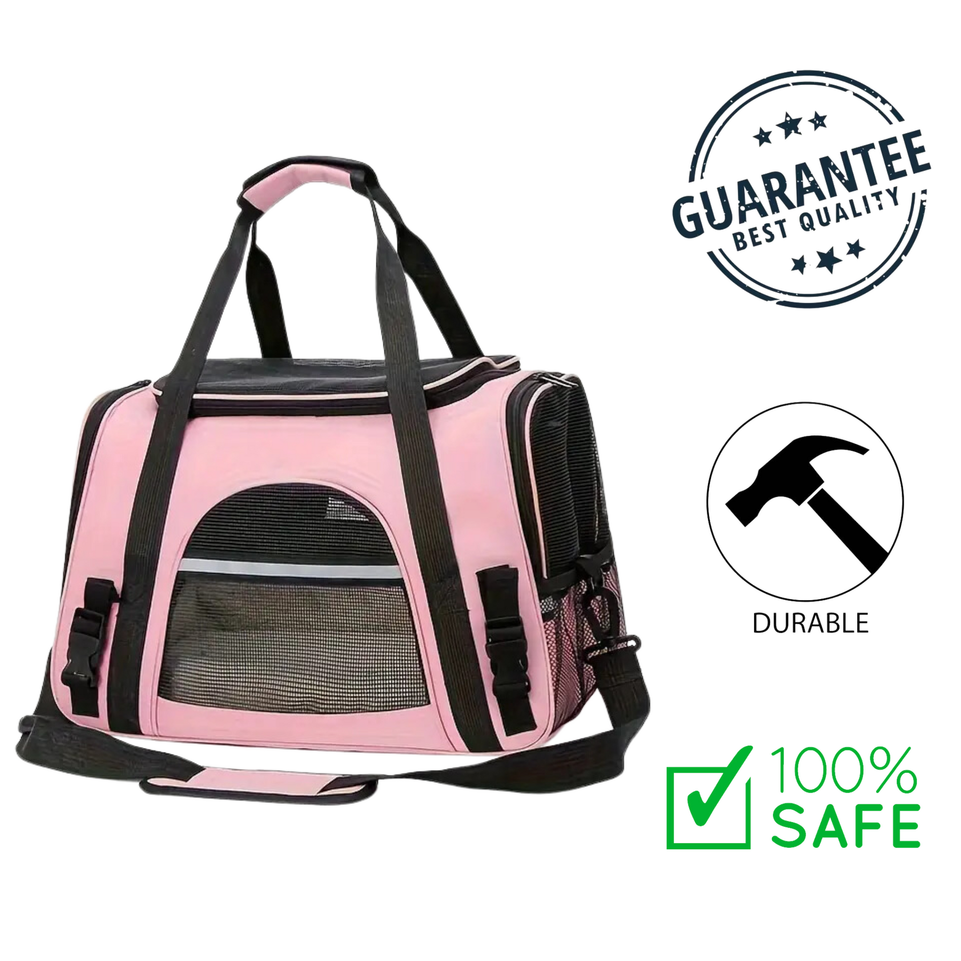 Ashario Pets - Ultra Comfort Portable Pet Travel Carrier Bag - Pink
