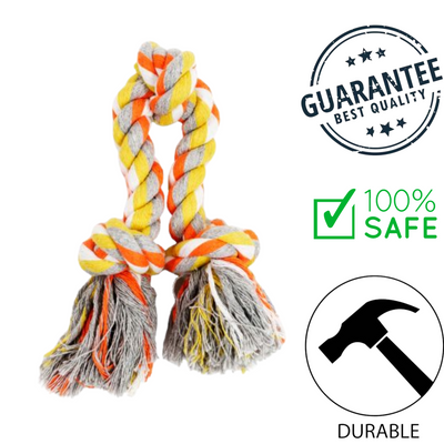 BuD'z budz 3 knots dog rope toy in orange yellow and gray durable and safe for chewing