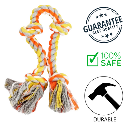 budz 4 knots orange yellow rope toy dog toy by BuD'z with durable and safe design