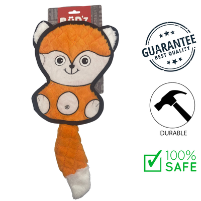 budz crinkle mommy fox dog toy in orange and white plush with durable design by BuD'z