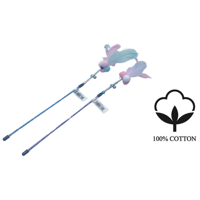 BuD'z budz Feather Duster Cat Toy with pastel feathers and beads on a stick for playful cats