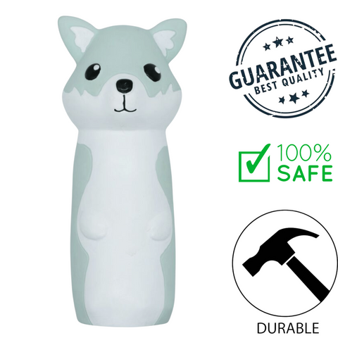 BuD'z budz latex wolf dog toy in gray and white, durable and 100 percent safe for pets