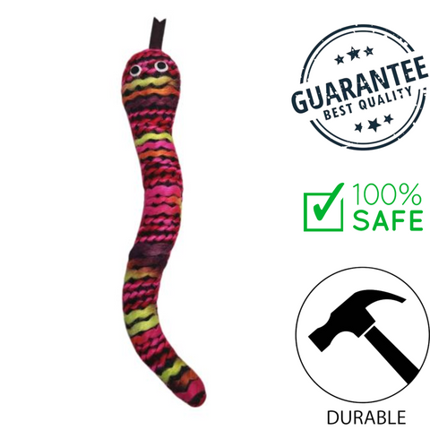 budz multicolour wool snake cat toy with bright stripes and playful eyes for cats
