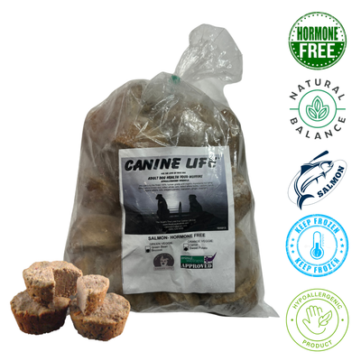 Canine Life salmon dog muffins raw food with hormone free natural balance for dogs