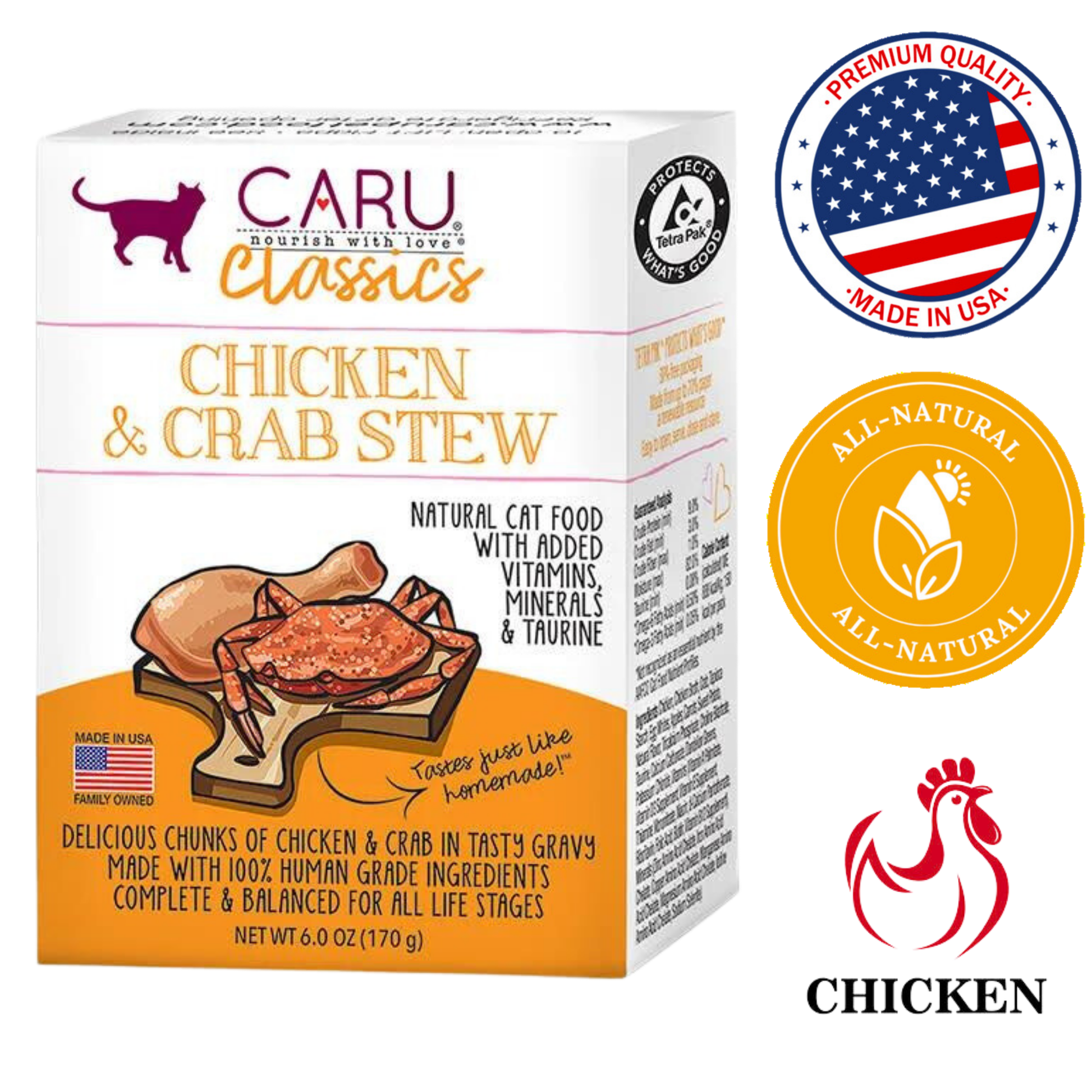 Caru chicken crab stew for cat air dried natural cat food with vitamins and minerals