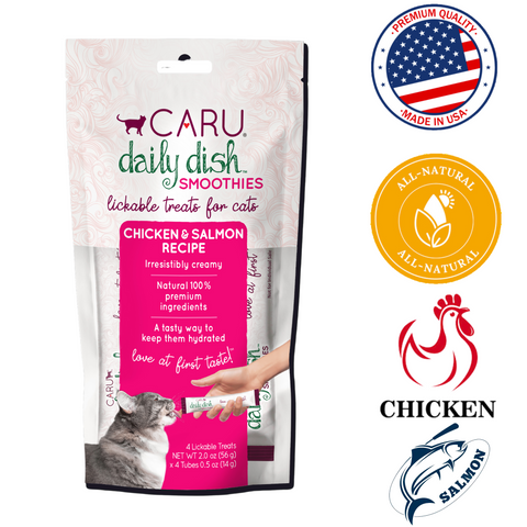 Caru Chicken Salmon Cat Treats daily dish smoothies lickable creamy treats for cats with natural ingredients