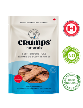 Crumps' Natural Beef Tendersticks for Dogs, Dehydrated, Canadian Made, 100% Natural Dog Treats